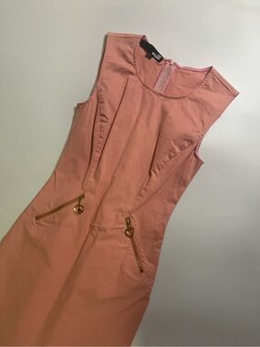 moschino pink charm detail midi dress